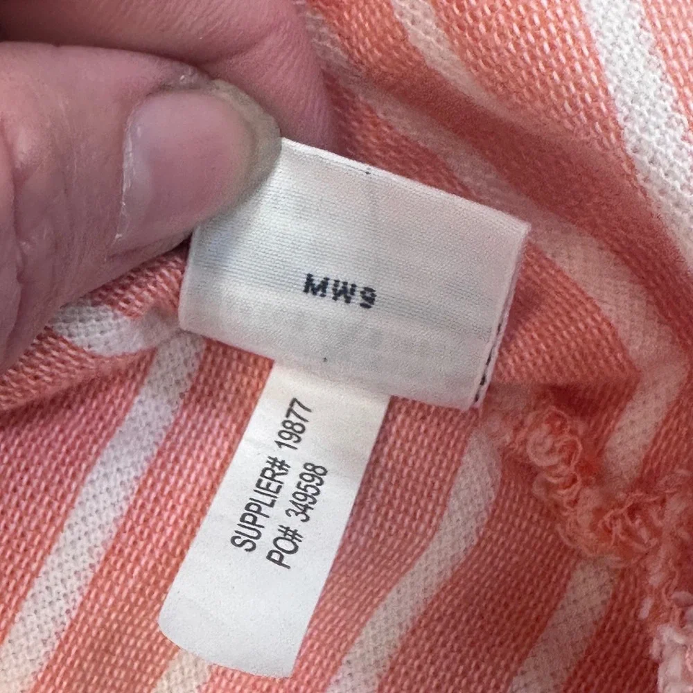 Polo Ralph Lauren Mens Large Pink White Striped Short Sleeve Pique Polo Shirt